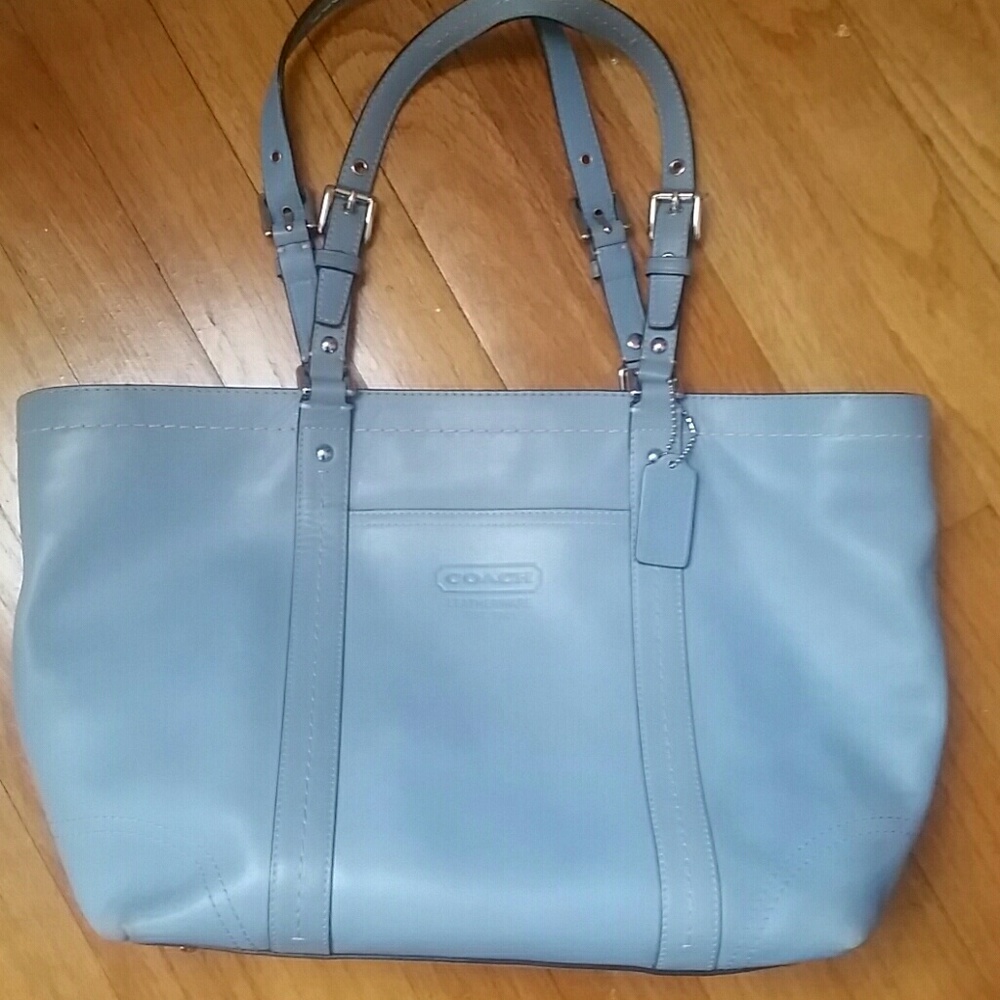 Coach Leather Powder Blue Shoulder Bag